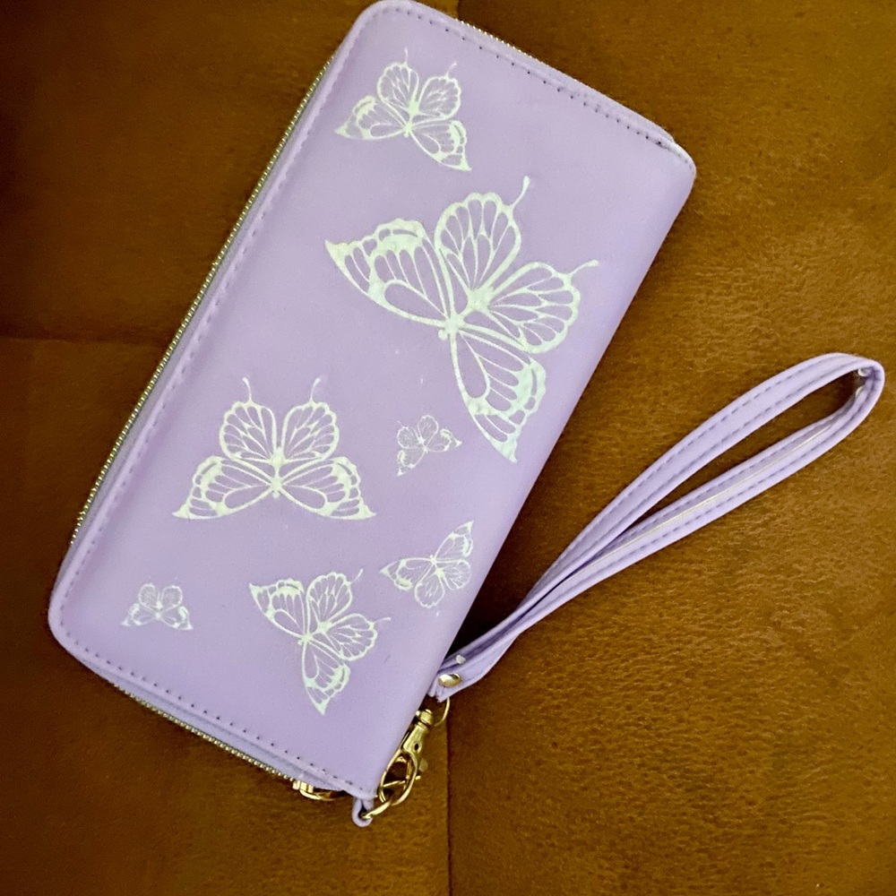 Purple Butterfly Wristlet Wallet